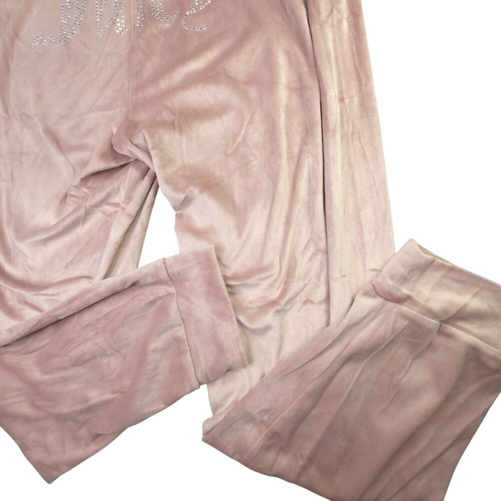 Juicy Couture Sleepwear Pants Womens Large Pink Velour Juicy Rhinestone Lounge - Picture 2 of 12